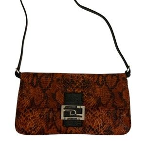 Orange/Rust & Black Animal Print Shoulder Bag